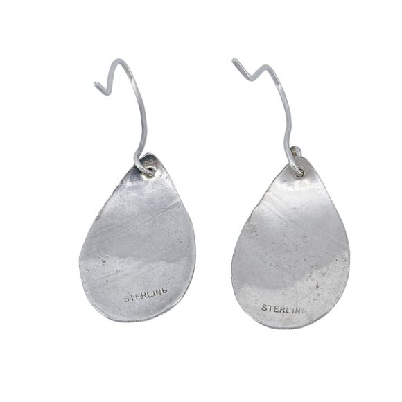 Vintage Sterling Silver 925 Textured Teardrop Dangle Earrings - Picture 3 of 6